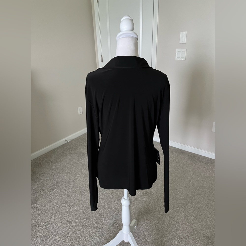 NWT Norma Kamali Black VNeck Longsleeve 1/4 Zip Top Size XL - Picture 6 of 12